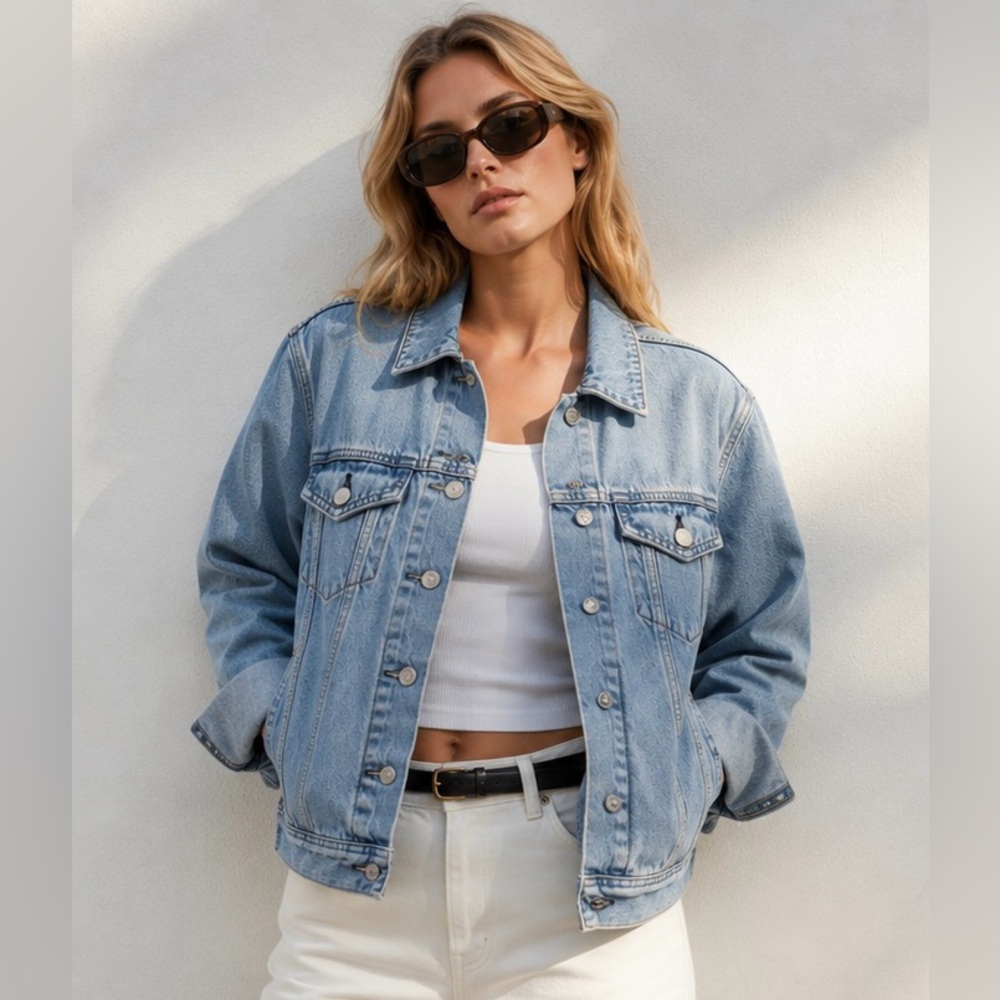 Everlane Light Wash Denim Jacket Women’s Small Medium Cropped Jean Jacket